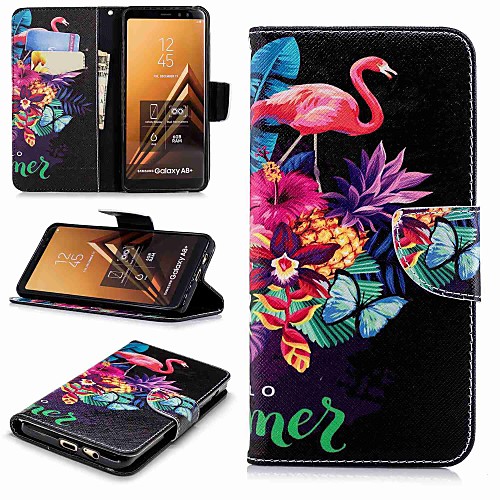 

Case For Samsung Galaxy A6 (2018) / A5(2017) / A8 2018 Wallet / Card Holder / with Stand Full Body Cases Flamingo Hard PU Leather