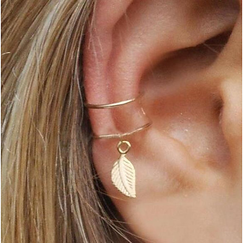 

Women's Clip on Earring Ear Cuff One Earring Geometrical Leaf Statement Ladies Small Earrings Jewelry Silver / Gold For Street Evening Party 1pc