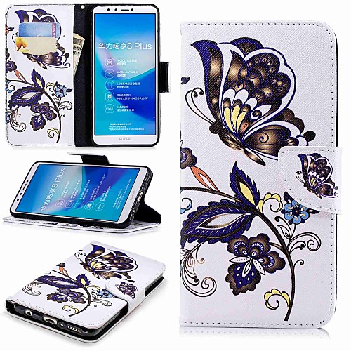 

Case For Huawei Huawei Y7(Nova Lite) / Huawei Y6 (2018) / Huawei Y6 (2017)(Nova Young) Wallet / Card Holder / with Stand Full Body Cases Butterfly Hard PU Leather