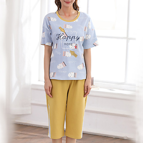 

Women's U Neck Suits Pajamas Color Block
