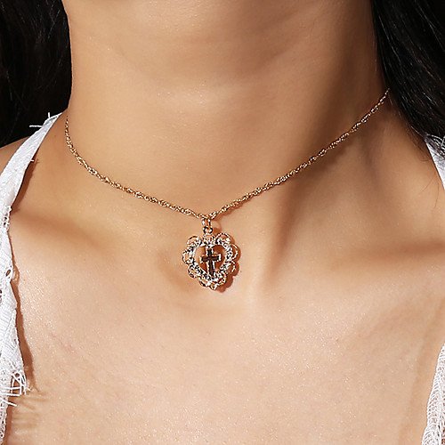 

Pendant Necklace Cross Love Ladies Simple Fashion Alloy Gold 35 cm Necklace Jewelry For Party / Evening Gift Daily