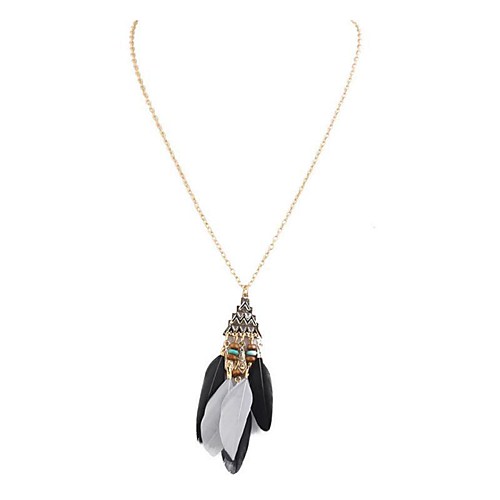 

Synthetic Tanzanite Pendant Necklace Chain Necklace Thick Chain Feather Ladies Fashion Vintage Native American Feather Alloy Red Dark Green Blue Rainbow White 35 cm Necklace Jewelry For Street Holiday