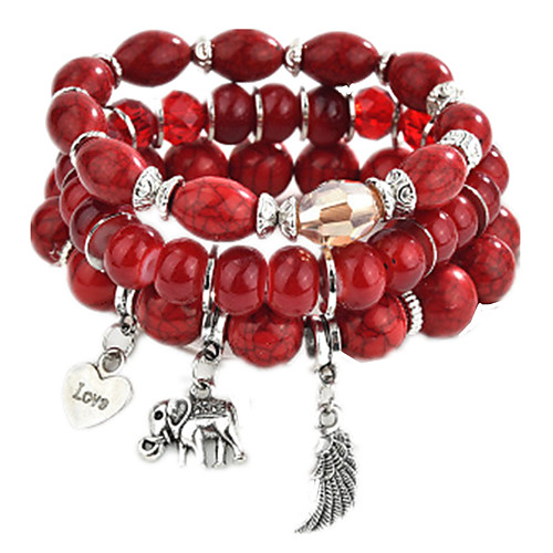 

3pcs Tanzanite Charm Bracelet Bead Bracelet Pendant Bracelet Layered Ladies Fashion Multi Layer Alloy Bracelet Jewelry Red / Blue / Rainbow For Daily Going out