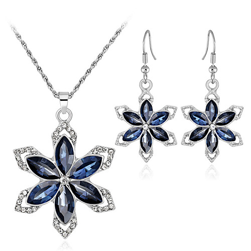 

Crystal Jewelry Set Drop Earrings Pendant Necklace Flower Snowflake Ladies Sweet Fashion Elegant Earrings Jewelry Silver For Wedding Party Gift / Bridal Jewelry Sets