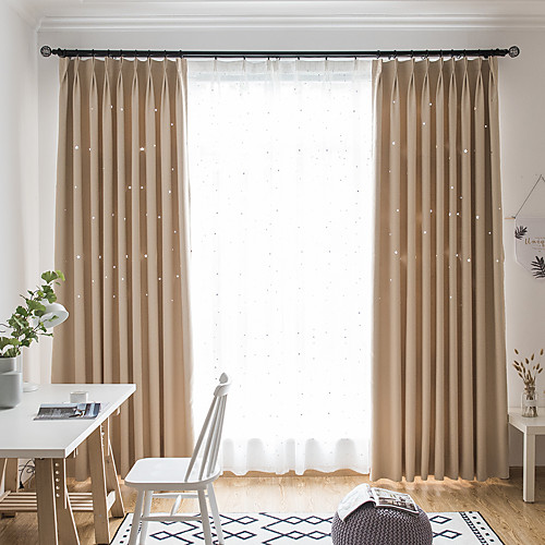 

Blackout Curtains Drapes Two Panels Bedroom Solid Colored Polyester Blend Embossed
