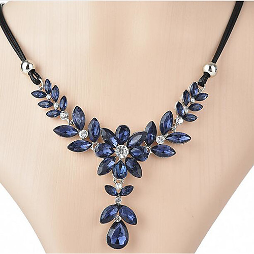 

Y Necklace Floral / Botanicals Leaf Flower Statement Ladies Vintage Glass Alloy Blue Gray 52 cm Necklace Jewelry For Evening Party Holiday