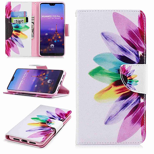 

Phone Case For Huawei Full Body Case Wallet Card Huawei P20 Huawei P20 Pro Huawei P20 lite P10 Plus P10 Lite P10 P9 lite mini P8 Lite (2017) P smart 2017 Wallet Card Holder with Stand Flower / Floral