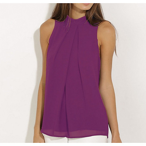 

Women's Blouse Solid Colored Sleeveless Daily Tops White Black Blue