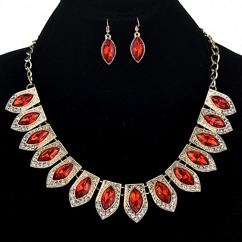 

Women's Crystal Choker Necklace Geometrical Drop Ladies Fashion Vintage Oversized Earrings Jewelry Purple / Red / Blue For Street Evening Party