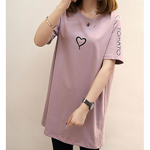 

Women's T shirt Geometric Short Sleeve Daily Tops Basic White Blushing Pink Orange