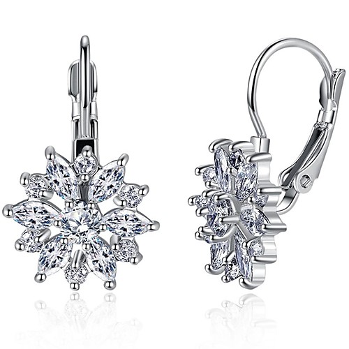 

Women's Crystal Drop Earrings Lever Back Earrings Snowflake Ladies Classic Fashion Earrings Jewelry Silver For Daily 1 Pair