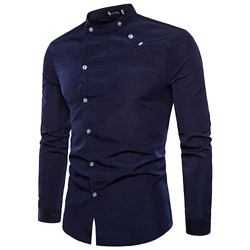 

Men's Shirt Color Block Long Sleeve Party Tops Streetwear Punk & Gothic Standing Collar White Black Red / Fall / Summer / Skinny