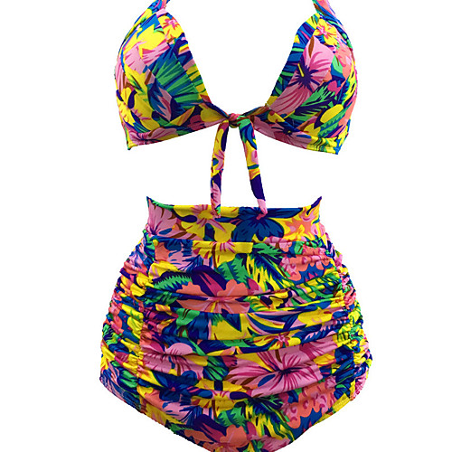 

Women's Bikini Swimsuit Floral Strap Swimwear Bathing Suits Rainbow