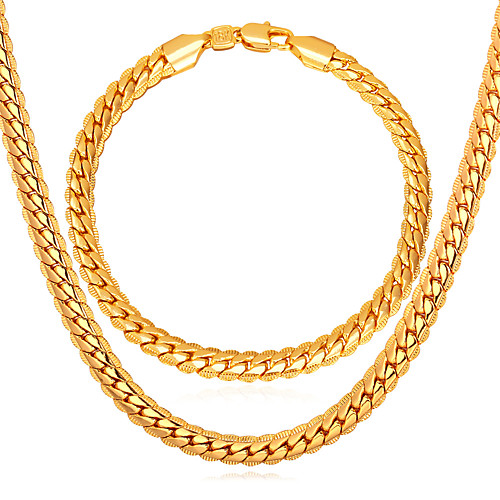 

Men's Chain Bracelet Chain Necklace Link / Chain Herringbone Twist Circle Ladies Fashion Gold Plated Rose Gold Plated Earrings Jewelry Gold For Daily