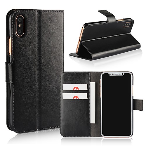 

Case For Apple iPhone X / iPhone 8 Plus / iPhone 8 Wallet / Card Holder / Flip Full Body Cases Solid Colored Hard PU Leather
