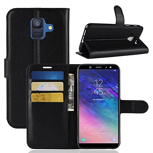 

Case For Samsung Galaxy A6 (2018) / A6 (2018) / A8 2018 Wallet / Card Holder / Flip Full Body Cases Solid Colored Hard PU Leather
