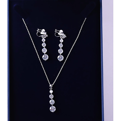 

Women's Cubic Zirconia Jewelry Set Drop Earrings Pendant Necklace Fashion Elegant Earrings Jewelry White For Wedding Evening Party