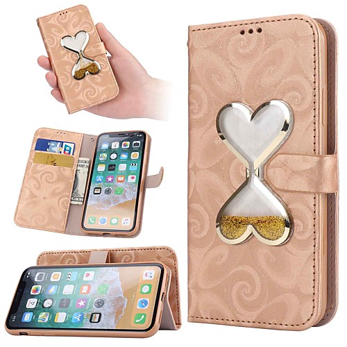 

Phone Case For Apple Full Body Case Leather iPhone XR iPhone XS iPhone XS Max iPhone 8 Plus iPhone 8 iPhone 7 Plus iPhone 7 iPhone 6s Plus iPhone 6s iPhone 6 Plus Flowing Liquid Heart Hard PU Leather