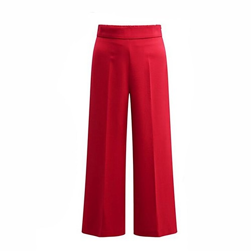 

Women's Street chic Plus Size Daily Weekend Loose Wide Leg Pants - Solid Colored Black Blue Red L / XL / XXL