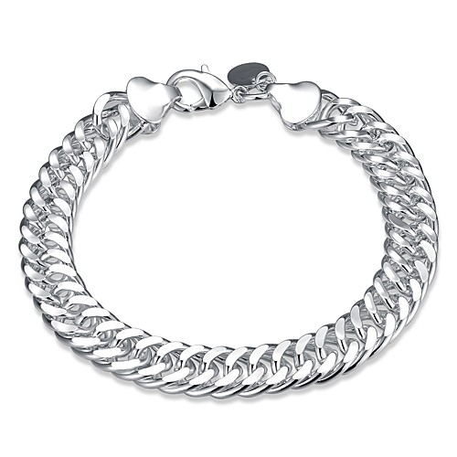 

Men's Chain Bracelet Cuban Simple Copper Bracelet Jewelry Silver For Daily Work / Silver Plated