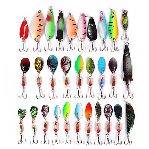 

30 pcs Fishing Lures Spoons Lure Packs Metal Bait Sinking Bass Trout Pike Sea Fishing Bait Casting Lure Fishing