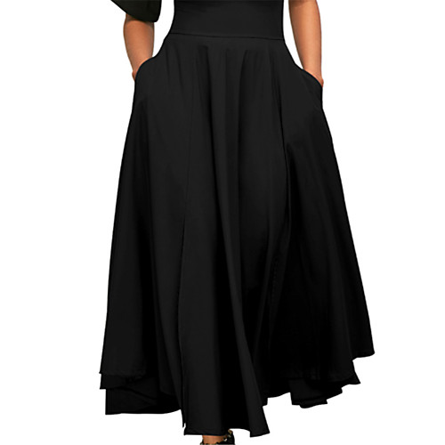 

Women's Daily Holiday Going out Streetwear Swing Skirts Solid Colored Bow Pleated Black