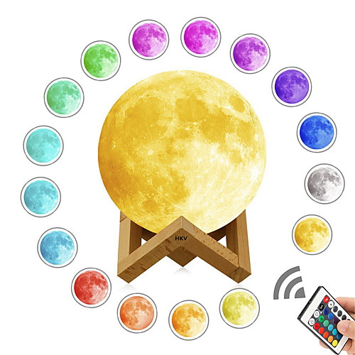 

1 set LED 3D Print Moon Lamp Color-changing Rechargeable Dimmable Touch Sensor Remote Control 15cm 12cm Desktop Night Lamp USB Powered Upgrade Version