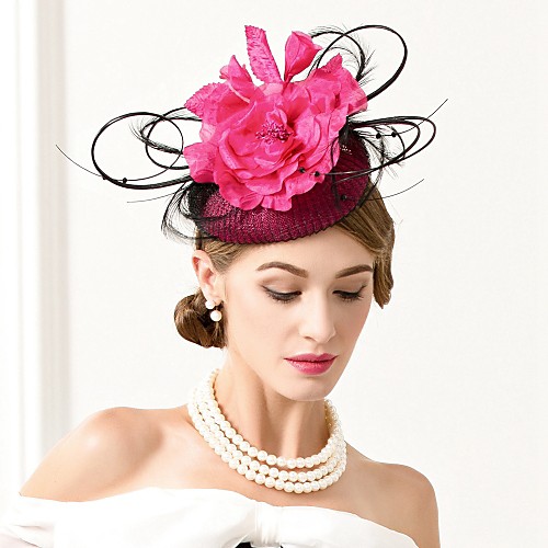 

Flax / Feather Kentucky Derby Hat / Headwear with Feather / Floral 1pc Wedding / Party / Evening Headpiece
