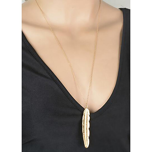 

Women's Pendant Necklace Chain Necklace Thick Chain Feather Ladies Simple Basic Vintage Metal Alloy Gold Silver 66 cm Necklace Jewelry For Gift Daily