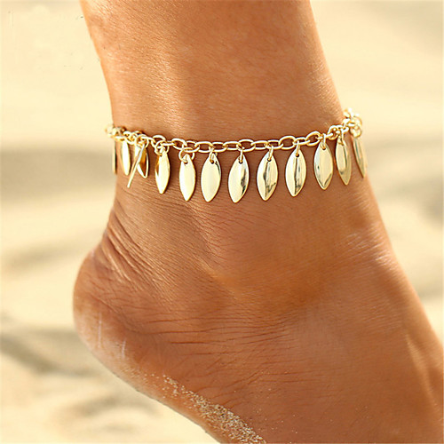 

Anklet Ladies Boho Bohemian Women's Body Jewelry For Gift Bikini Geometrical Alloy Leaf Gold 1pc
