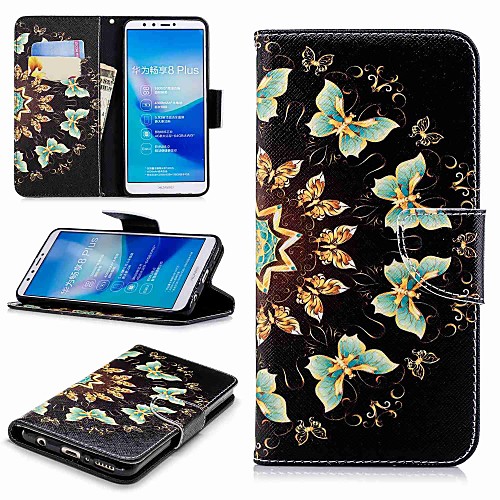 

Case For Huawei Huawei Y7(Nova Lite) / Huawei Y6 (2018) / Huawei Y6 (2017)(Nova Young) Wallet / Card Holder / with Stand Full Body Cases Butterfly Hard PU Leather