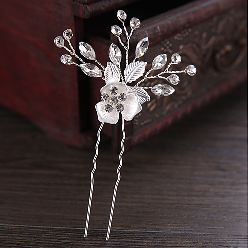 

Rhinestone / Copper wire Headpiece / Hair Pin with Rhinestone / Floral 1 Piece Wedding / Party / Evening Headpiece