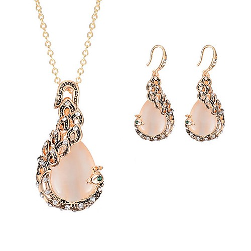 

Women's Drop Earrings Necklace Thick Chain Peacock Ladies Sweet Elegant Rhinestone Earrings Jewelry Gold For Birthday Daily