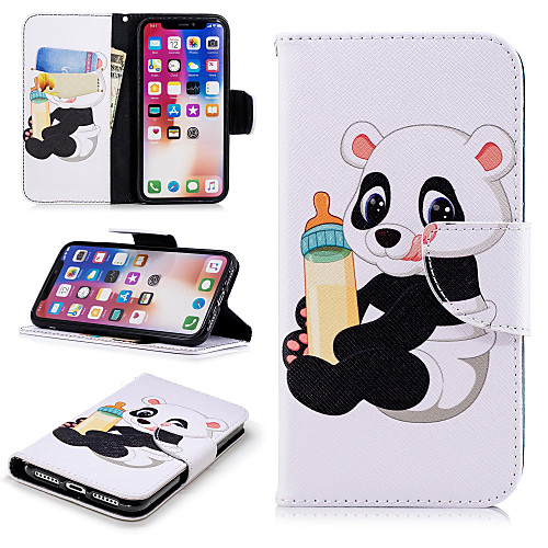 

Case For Apple iPhone X / iPhone 8 Plus / iPhone 8 Wallet / Card Holder / with Stand Full Body Cases Panda Hard PU Leather