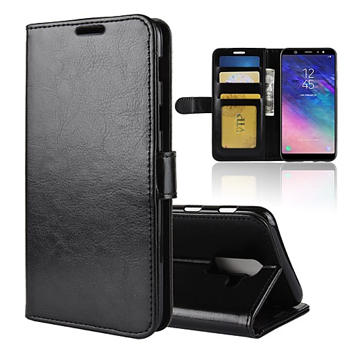 

Case For Samsung Galaxy A6 (2018) / A6 (2018) / A8 2018 Wallet / Card Holder / Flip Full Body Cases Solid Colored Hard PU Leather