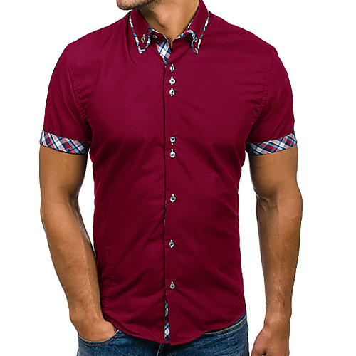 

Men's Shirt Solid Colored Short Sleeve Daily Tops Basic Wine Royal Blue White
