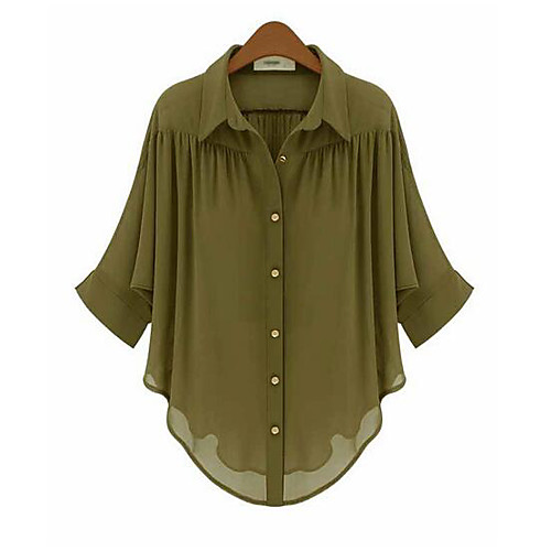 

Women's Blouse Solid Colored 3/4 Length Sleeve Daily Tops White Black Army Green