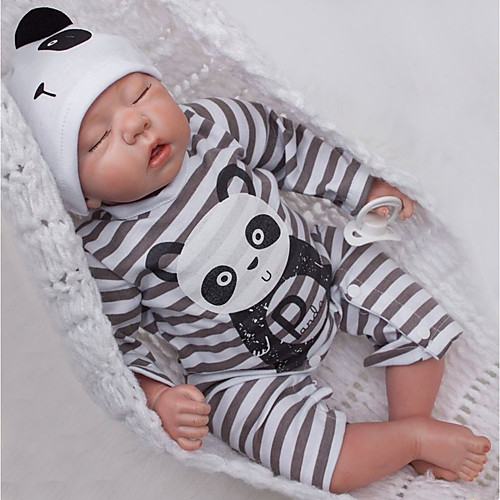 

20 inch Reborn Doll Baby & Toddler Toy Baby Boy Newborn lifelike Eco-friendly Gift Hand Made Cloth 3/4 Silicone Limbs and Cotton Filled Body with Clothes and Accessories for Girls' Birthday and