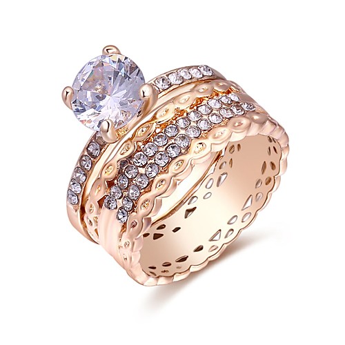 

Knuckle Ring Cubic Zirconia Rose Gold Copper Ladies Fashion Classic 2pcs 7 / Women's