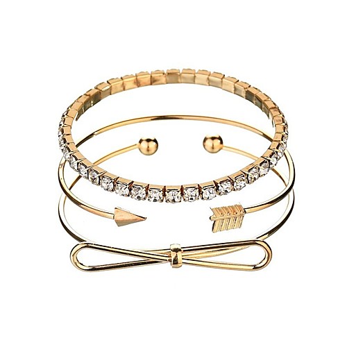 

3pcs Women's Cubic Zirconia Wrap Bracelet Infinity Ladies Classic Fashion Alloy Bracelet Jewelry Gold For Daily