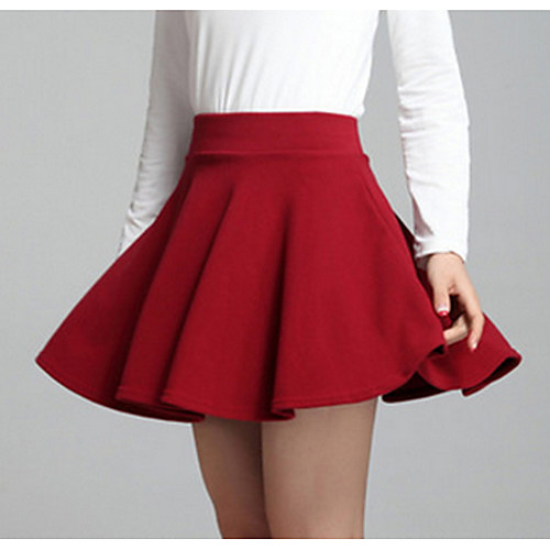 

Women's Going out Mini A Line Skirts - Solid Colored High Waist Red Black One-Size