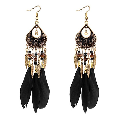 

Women's Drop Earrings Long Feather Ladies Vintage Ethnic Fashion African Feather Earrings Jewelry Rainbow / Red / Blue For Party / Evening Prom Promise 1 Pair