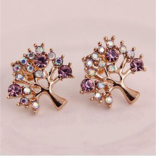 

Women's Stud Earrings 3D Tree of Life life Tree Ladies Stylish Classic Rhinestone Earrings Jewelry Gold For Daily 1 Pair