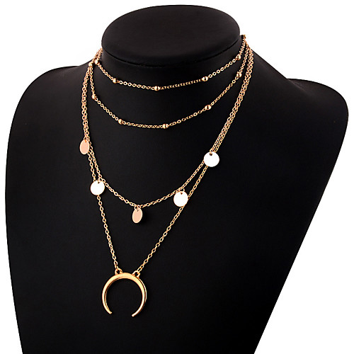 

Women's Layered Necklace Layered Moon Crescent Moon double horn Ladies Simple Elegant Alloy Gold Silver 30 cm Necklace Jewelry 1pc For Daily