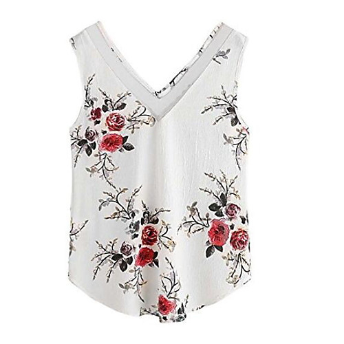 

Women's Geometric Tank Top Daily V Neck White