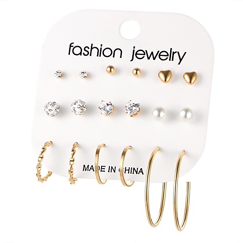 

Women's Hoop Earrings Heart Ladies Bohemian Fashion fancy Boho Earrings Jewelry Silver / Gold Bowknot For Gift Daily 18pcs