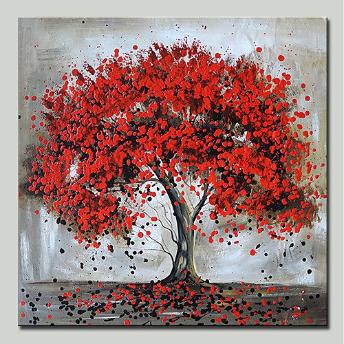 

Oil Painting Hand Painted Square Landscape Floral / Botanical Modern Stretched Canvas