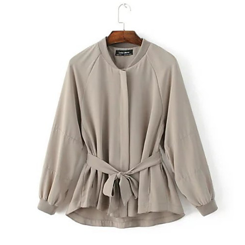 

Women's T shirt Solid Colored Long Sleeve Daily Tops Basic Black Khaki Gray