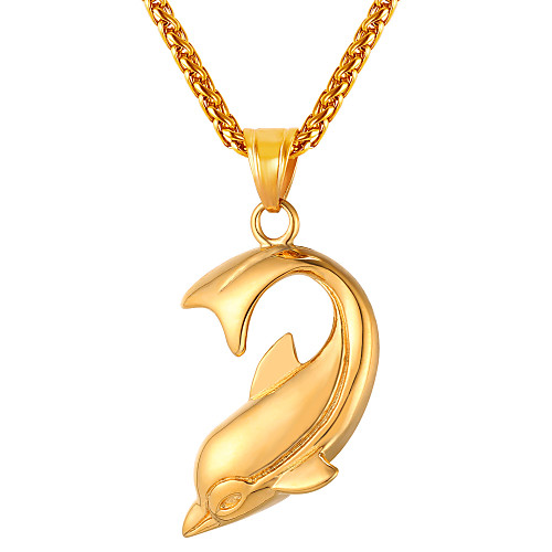 

Men's Pendant Necklace Long Foxtail chain Dolphin Fashion Stainless Steel Silver Gold Black 55 cm Necklace Jewelry 1pc For Gift Daily