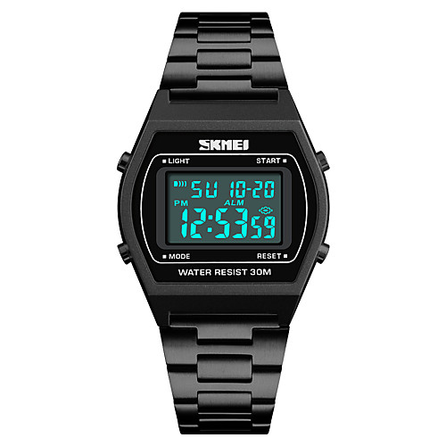 

SKMEI Men's Sport Watch Japanese Digital 30 m Water Resistant / Water Proof Alarm Calendar / date / day Stainless Steel Band Digital Casual Fashion Black / Blue / Silver - Blue Golden Rose Gold One